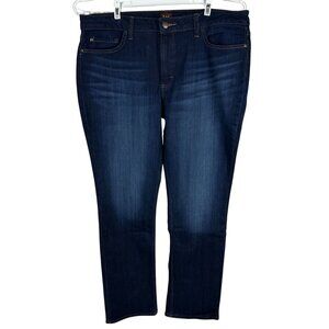 Lee Womens Straight Mid Rise Jeans Size 18 Long Dark Blue Cotton Blend Denim